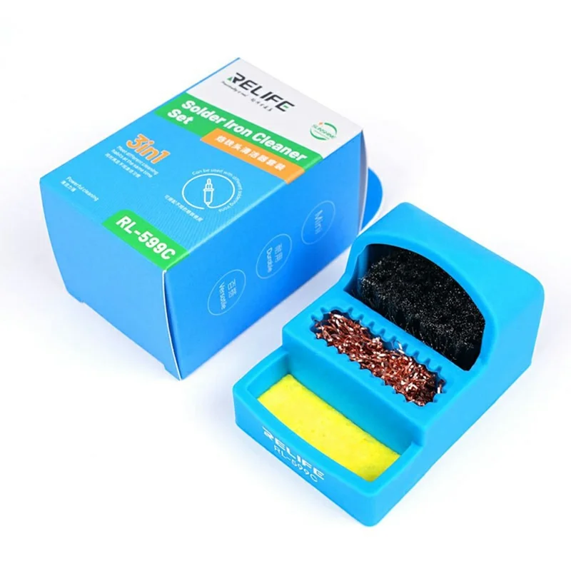 RELIFE RL-599C Pulitore per Punte di Saldatura 3 in 1 Resistente all'Alta Temperatura