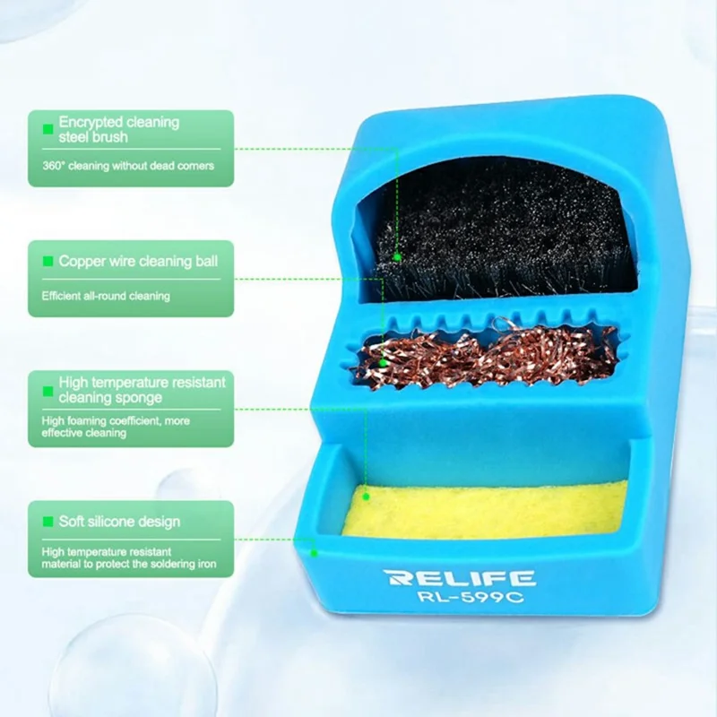 RELIFE RL-599C Pulitore per Punte di Saldatura 3 in 1 Resistente all'Alta Temperatura