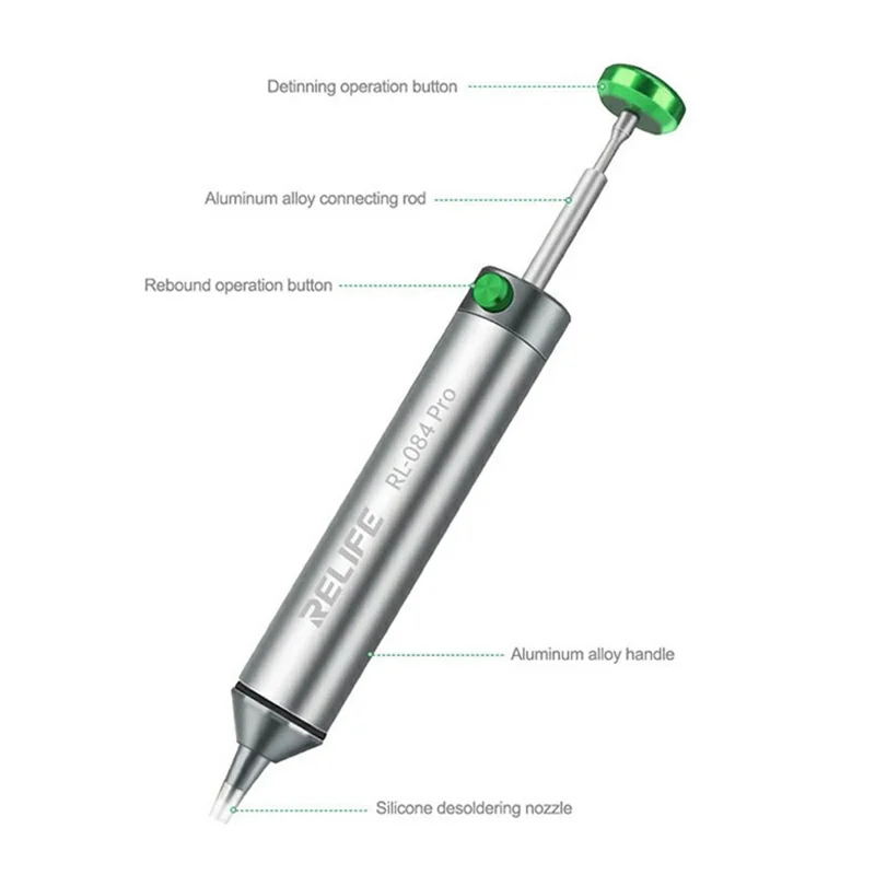 RELIFE RL-084 Pro Aluminum Alloy Desoldering Gun Strong Suction Automatic Rebound for Electronics Repair
