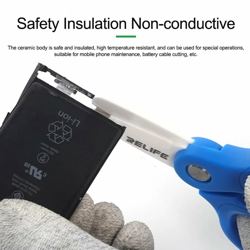 RELIFE RL-102A Ceramic Blade Mini Insulated Scissors for Mobile Phone Repair Battery Cable Cutter