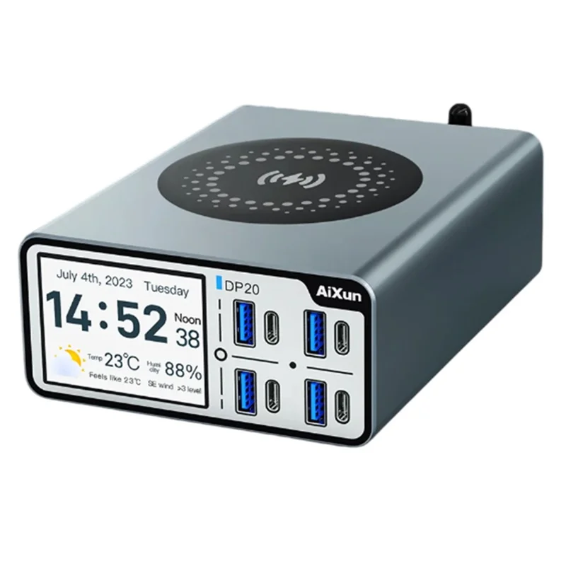 AIXUN DP20 Smart Desktop Быстрое зарядное устройство с несколькими портами, поддерживающее беспроводную зарядку - Евро-вилка