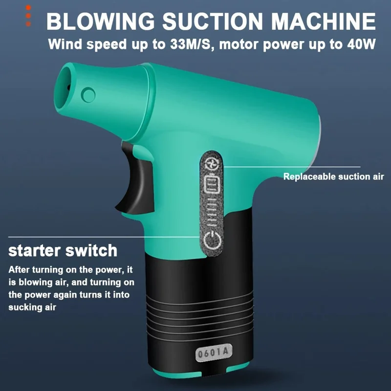 Handheld Blower Vacuum Cleaner Cordless Rechargeable 3-Speed Adjustable for Home / Car / Office - Green