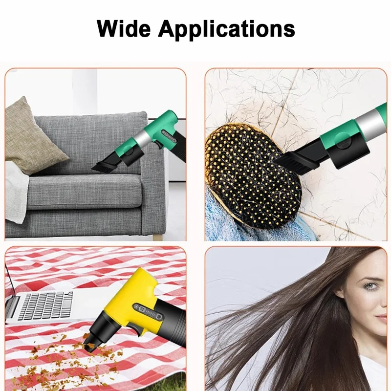 Handheld Blower Vacuum Cleaner Cordless Rechargeable 3-Speed Adjustable for Home / Car / Office - Green