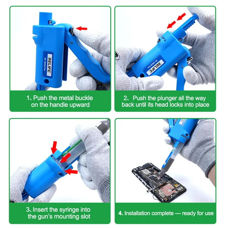 RELIFE RL-062A Pro Zahnradgetriebene Klebepistole 5-10 ml Spritze Tragbarer Klebstoffspender