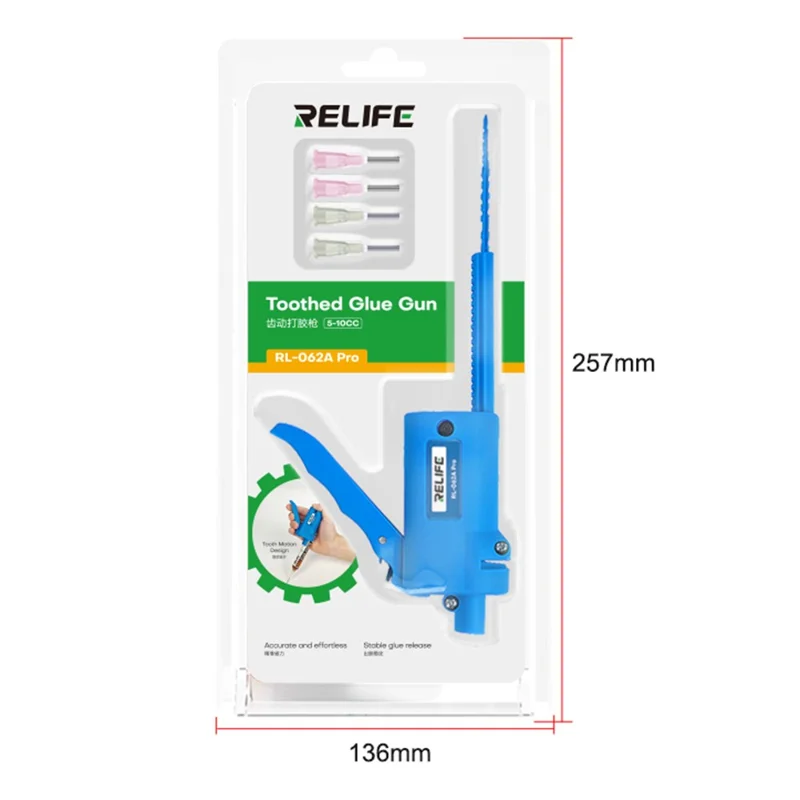 RELIFE RL-062A Pro Zahnradgetriebene Klebepistole 5-10 ml Spritze Tragbarer Klebstoffspender