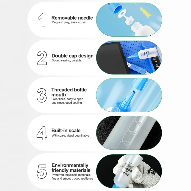 RELIFE TB2 Bottiglia di solvente per tubo ad ago Strumento di pulizia per circuiti stampati per telefoni cellulari Aiuto per la saldatura Anticorrosione