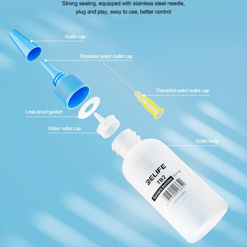 RELIFE TB2 Bottiglia di solvente per tubo ad ago Strumento di pulizia per circuiti stampati per telefoni cellulari Aiuto per la saldatura Anticorrosione