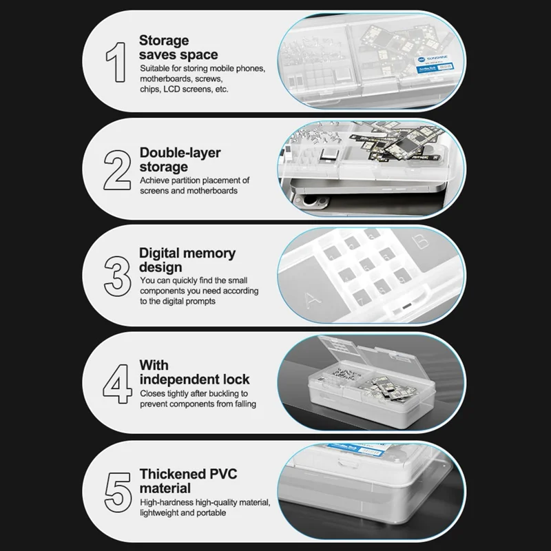 SUNSHINE SS-001A Pro Digital Memory Design Double Layer PVC Storage Box for Mobile Phone Motherboards Screws