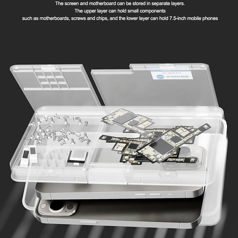 SUNSHINE SS-001A Pro Digital Memory Design Double Layer PVC Storage Box for Mobile Phone Motherboards Screws