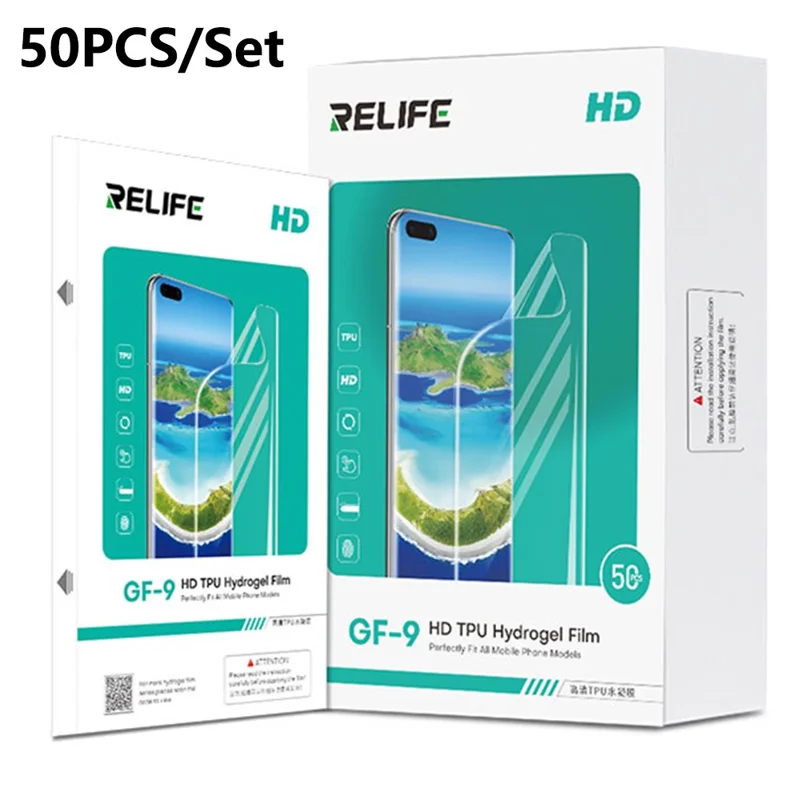 RELIFE GF-9 50Pcs HD TPU Hydrogel Film for Phones Under 7 Inches Screen Protector Full Coverage Sensitive Touch (No Code)