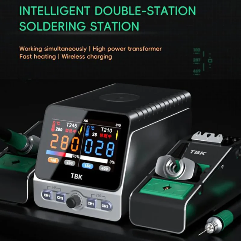 TBK 310 Smart Dual Channel Soldering Station Phone Repair BGA SMD Solder Tool Welding Station - EU Plug