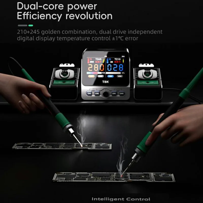 TBK 310 Smart Dual Channel Soldering Station Phone Repair BGA SMD Solder Tool Welding Station - EU Plug