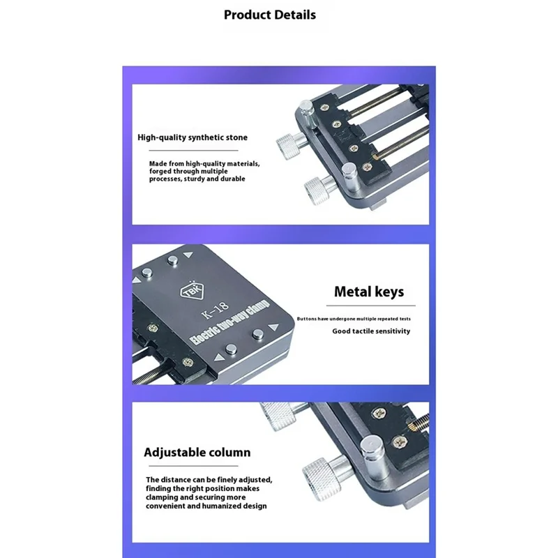 TBK K-18 Electric Clamp for PCB IC CPU Adjustable Position USB Charging Quick Clamping Fixture
