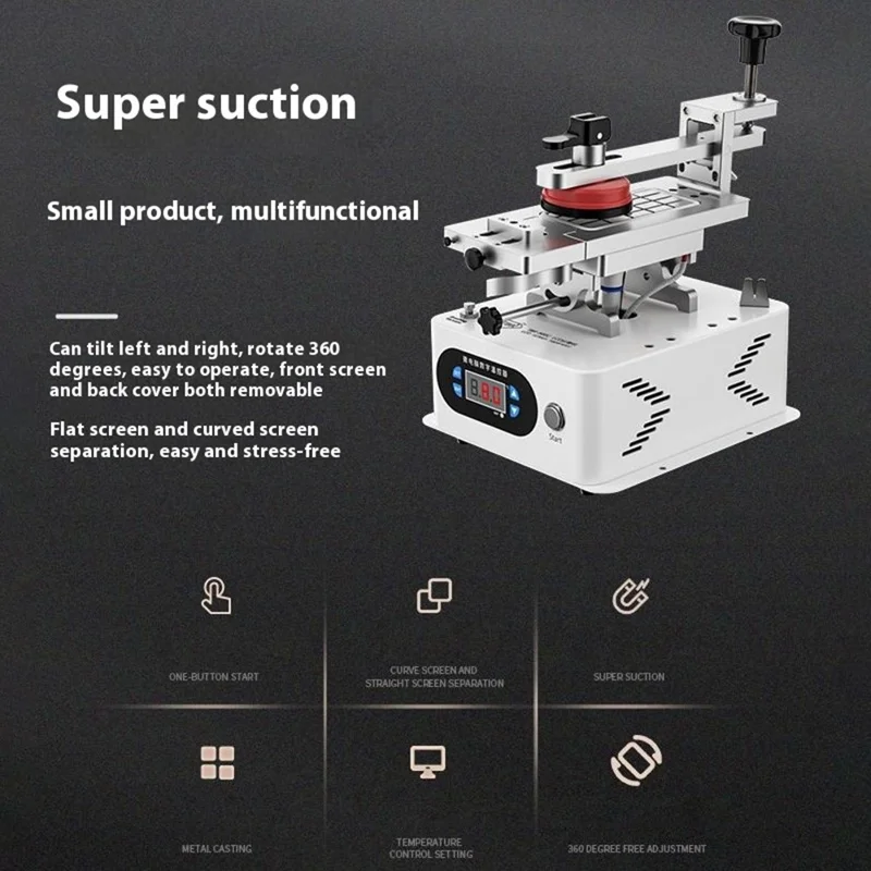TBK 988C Curved Screen Separation Machine Dual Pump Rotatable 7 Inch Platform Screen Separator - EU Plug