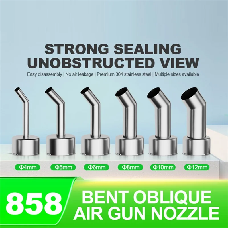 RELIFE 858 Series Beveled Nozzle Hot Air Gun BGA Rework Station Replacement Curved Nozzle - 4mm