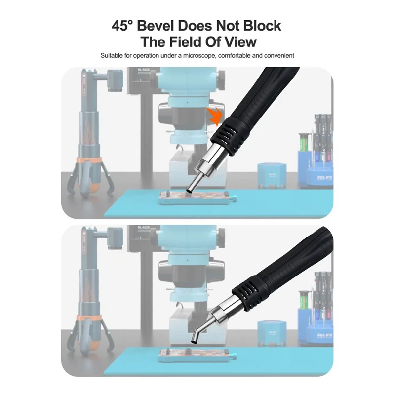 RELIFE 858 Series Beveled Nozzle Hot Air Gun BGA Rework Station Replacement Curved Nozzle - 4mm