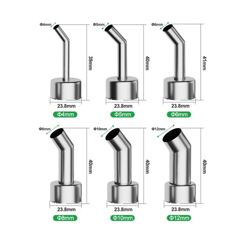 RELIFE 858 Series Beveled Nozzle Hot Air Gun BGA Rework Station Replacement Curved Nozzle - 4mm