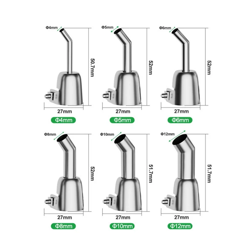RELIFE 857 Série Buse de pistolet à air chaud à 45 degrés en acier inoxydable courbée - 4 mm