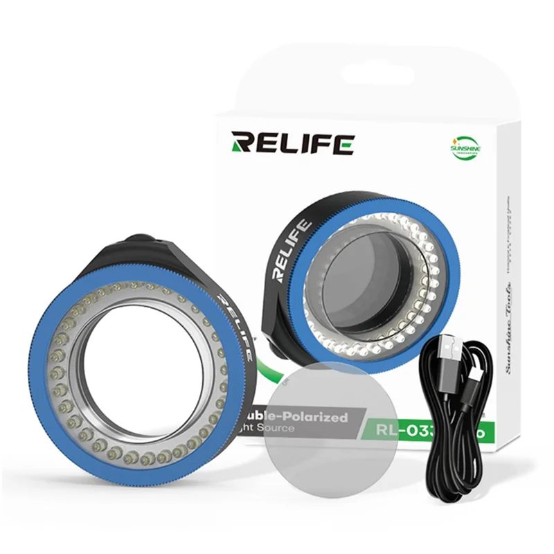 RELIFE RL-033E Pro 32 LEDs Dual Polarized Light Source Dimmable Brightness Microscope Ring Light