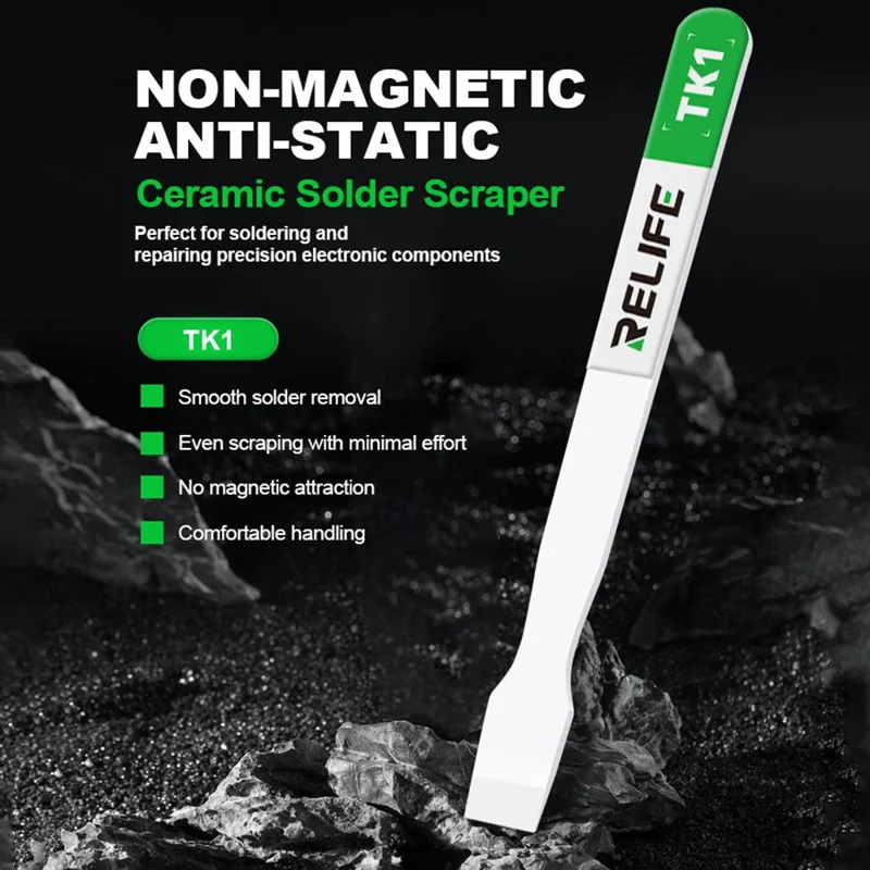 RELIFE TK1 Non Magnetic Anti Static Ceramic Solder Scraper for Mobile Phone Motherboard CPU Oxidation Removal