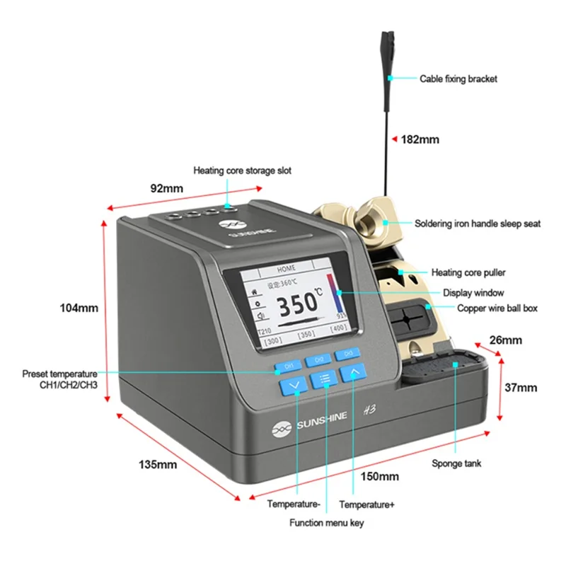 SUNSHINE H3 210 Smart Soldering Station Rapid Heating Automatic Sleep PCB Chip Repair Soldering Machine - EU Plug