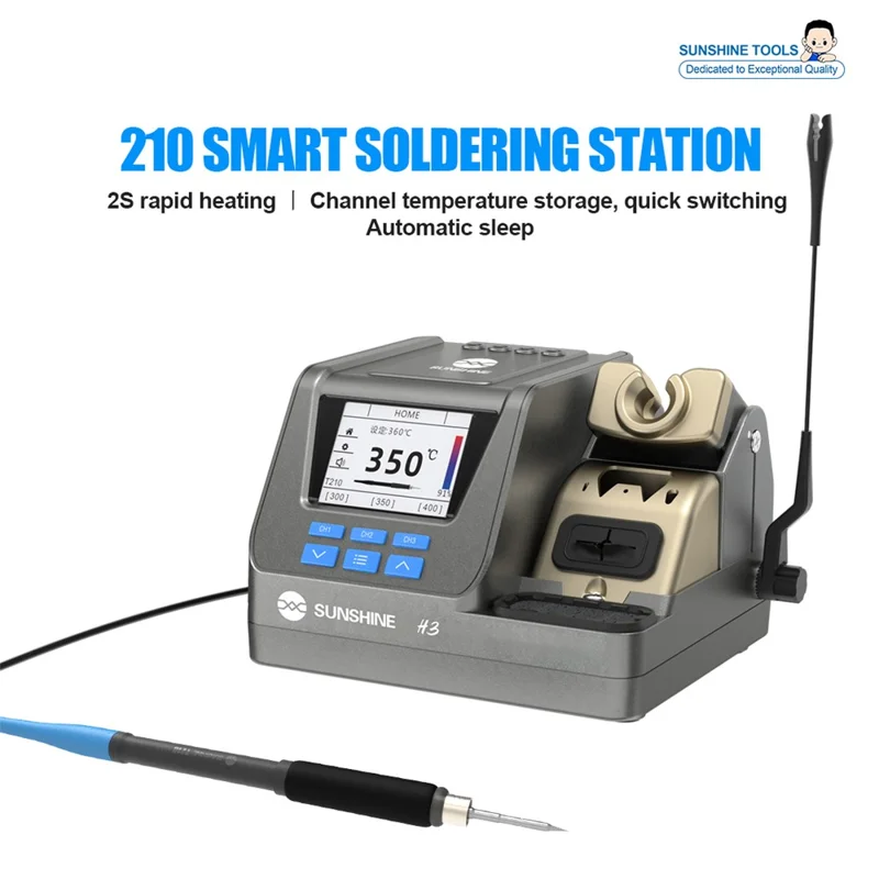 SUNSHINE H3 210 Smart Soldering Station Rapid Heating Automatic Sleep PCB Chip Repair Soldering Machine - EU Plug