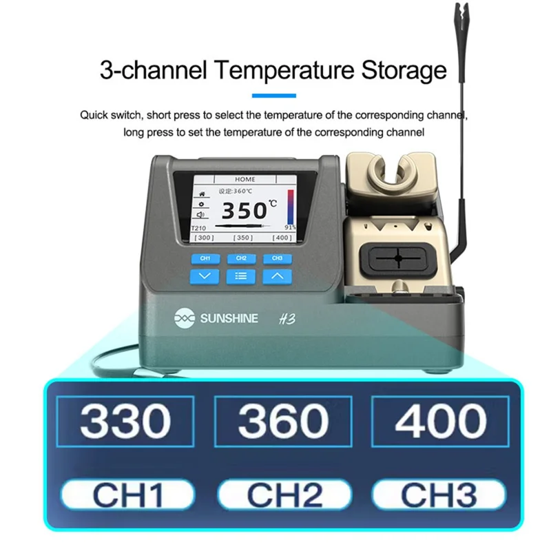 SUNSHINE H3 210 Smart Soldering Station Rapid Heating Automatic Sleep PCB Chip Repair Soldering Machine - EU Plug