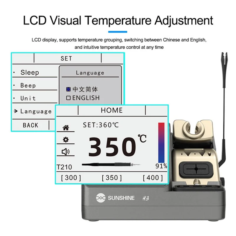 SUNSHINE H3 210 Smart Soldering Station Rapid Heating Automatic Sleep PCB Chip Repair Soldering Machine - EU Plug