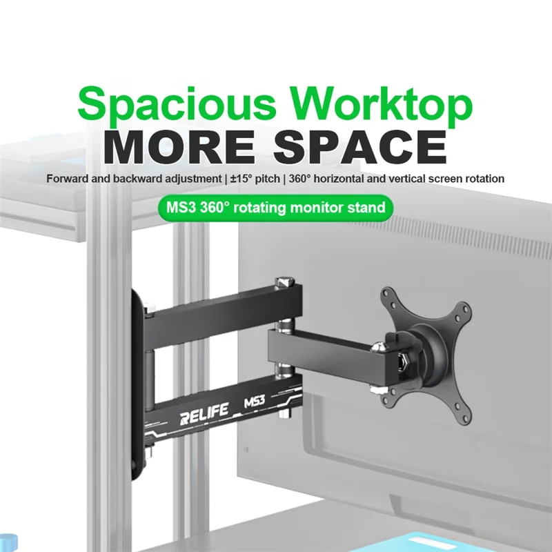 RELIFE MS3 Rotating Monitor Mount for 14 - 27 inch Monitor Wall Mount Swivel Stand Tool