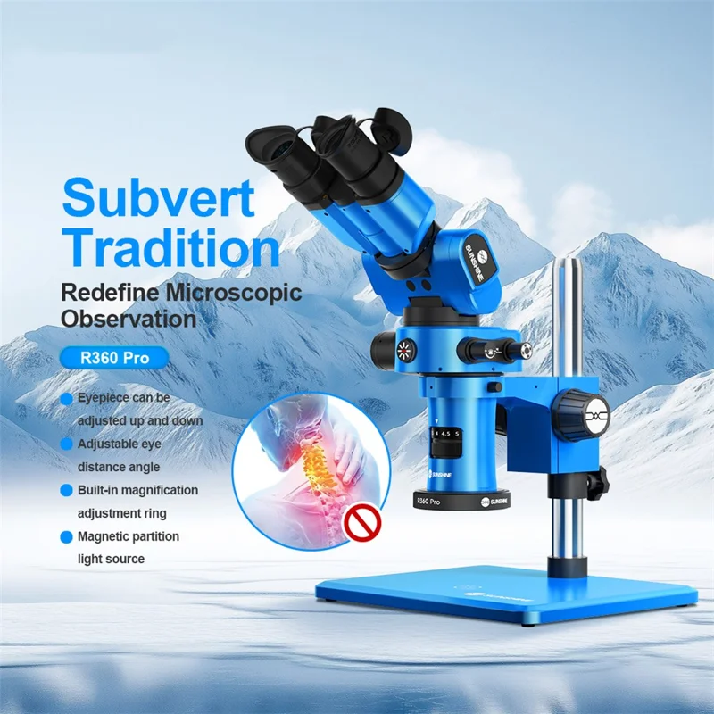 SUNSHINE R360 Pro Mikroskop stereoobrotowe 0,7-5,8X Mikroskop do naprawy elektroniki