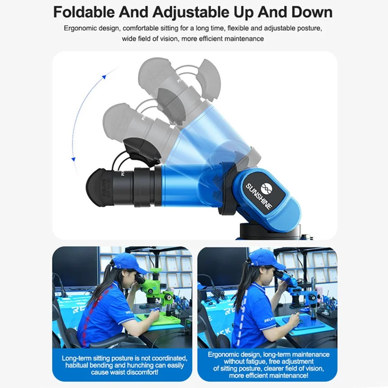 SUNSHINE R360 Pro Mikroskop stereoobrotowe 0,7-5,8X Mikroskop do naprawy elektroniki