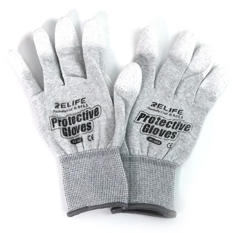 RELIFE RL-063 1 Pair Anti Static Gloves PU Coated Fingertips Electronic Assembly Mittens