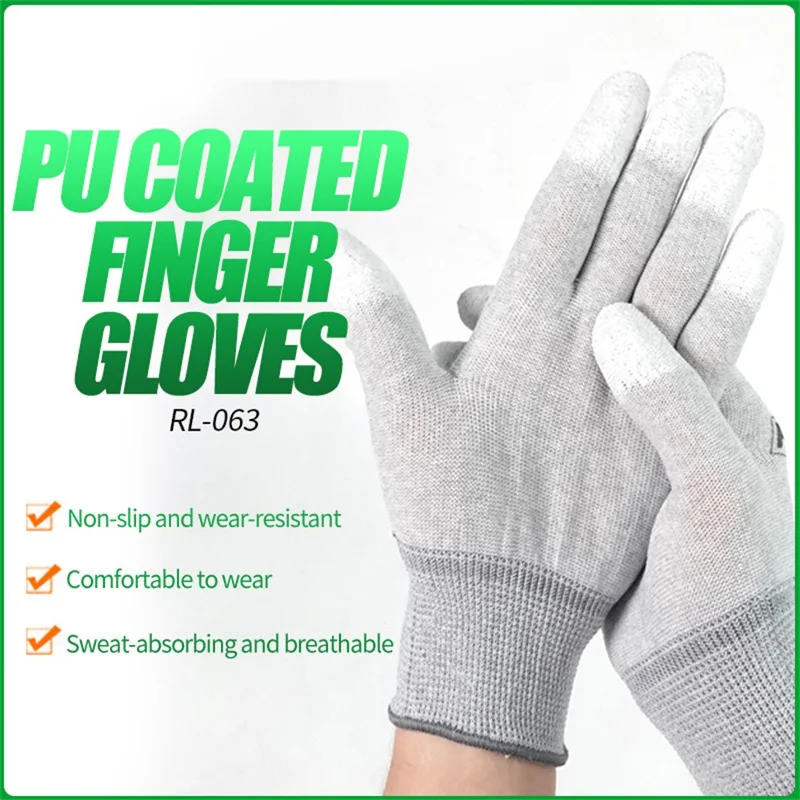 RELIFE RL-063 1 Pair Anti Static Gloves PU Coated Fingertips Electronic Assembly Mittens