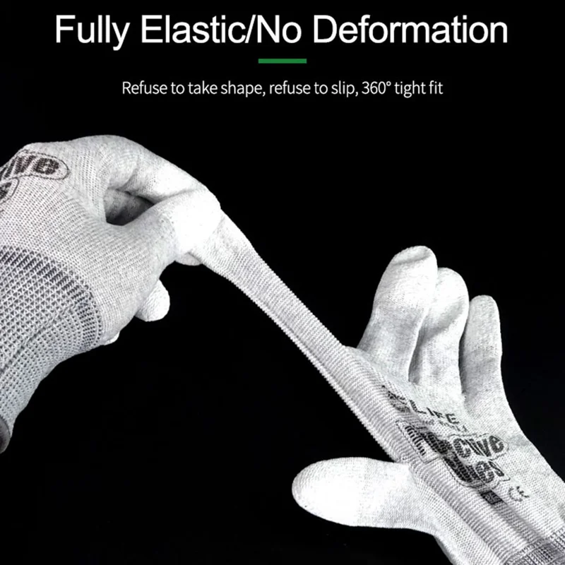 RELIFE RL-063 1 Pair Anti Static Gloves PU Coated Fingertips Electronic Assembly Mittens