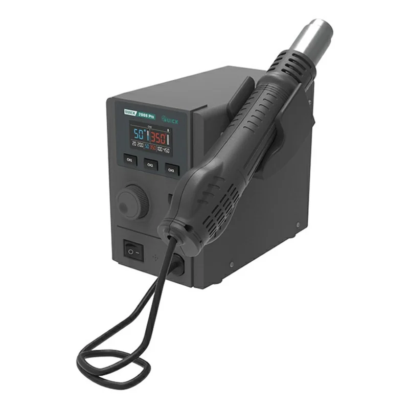 QUICK 2008 Pro Hot Air Gun Desoldering Rework Station Temperature Control LCD Display Desoldering Station - EU Plug