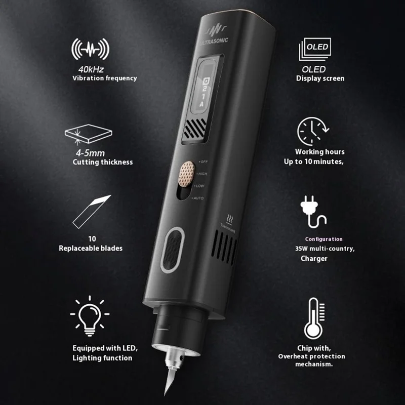 JAKEMY JM-Y10 Pro Wired Ultrasonic Cutting Knife Tool Auto Frequency Tracking for 3D Printing / Metal Polishing / Rust Removal - UK Plug