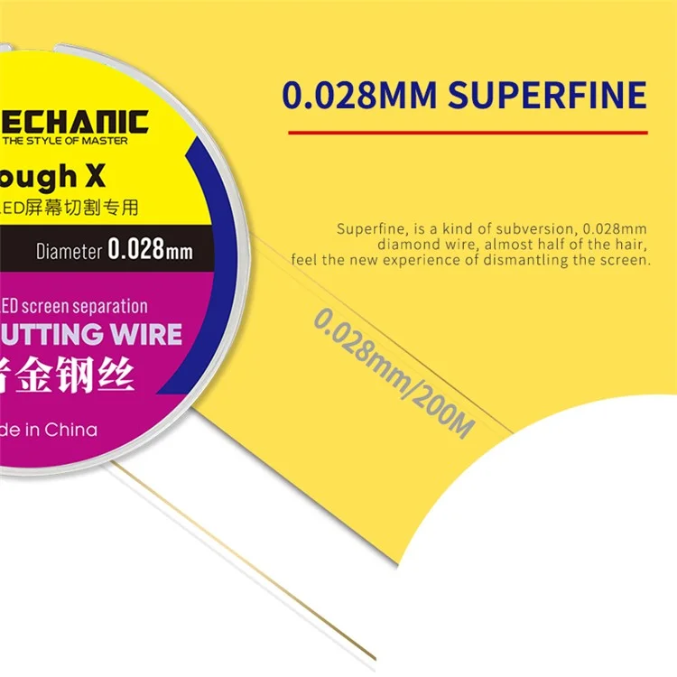 Cable Diamante Para Teléfono Móvil Separación De Pantalla LCD, Tamaño: 0.028mm X 200m