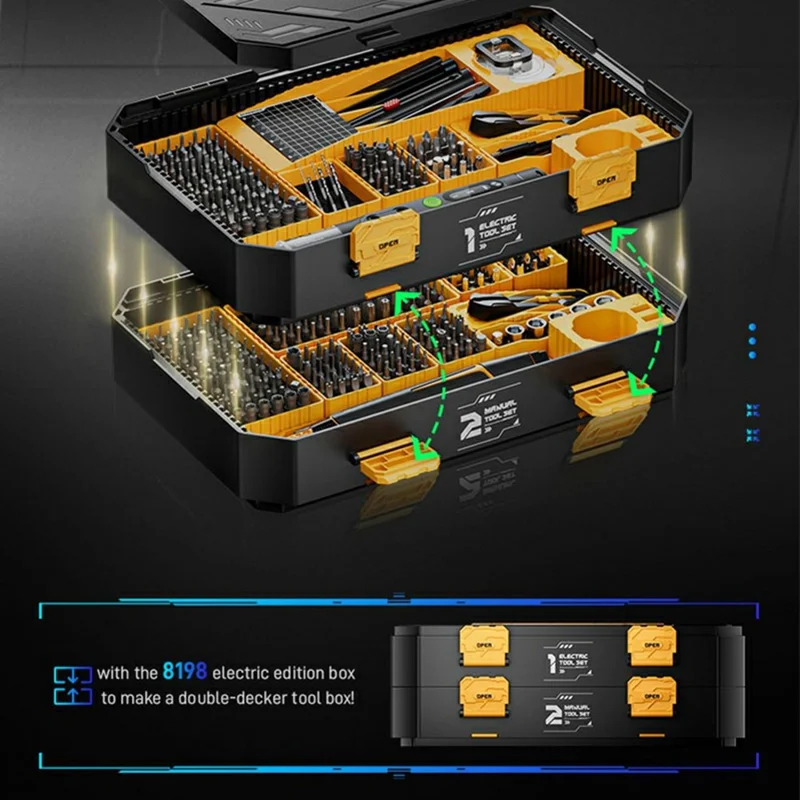 JAKEMY JM-8199 257 в 1 Набор инструментов для домашнего ремонта с ручным отверткой с эргономичной ручкой