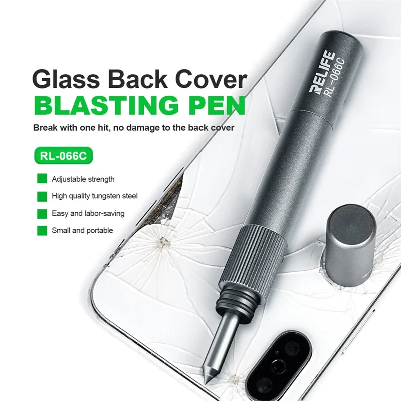 RELIFE RL-066C For Mobile Phone Glass Back Cover Removal Tool Adjustable Tungsten Steel Blasting Pen