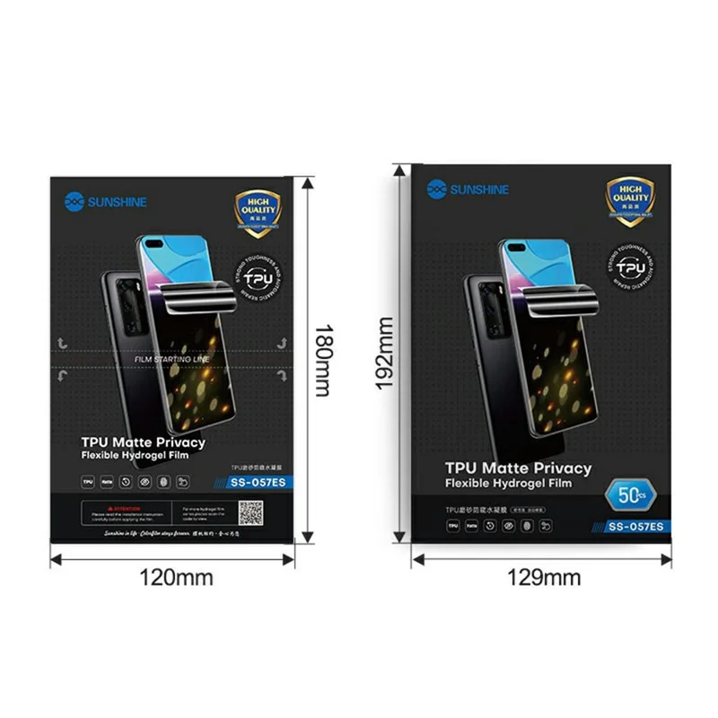 SUNSHINE SS-057ES 50 PCS TPU Matte Privacy Hydrogel Film Self Repairing Nano Explosion Proof Screen Protector