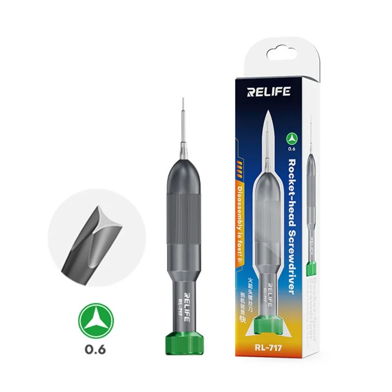 RELIFE RL-717 Rocket-Head Screwdriver För Android iPhone IP17-serien Precision Repair Tool Magnetisk Bitficka - Triangel 0,6