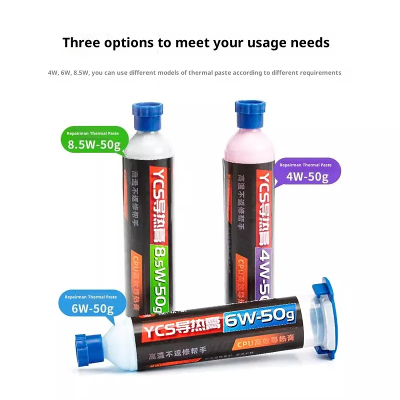 YCS Pasta Termica 50g Per Dissipazione Del Calore Ad Alta Prestazione Del CPU Soluzione Di Surriscaldamento - Blu 6W