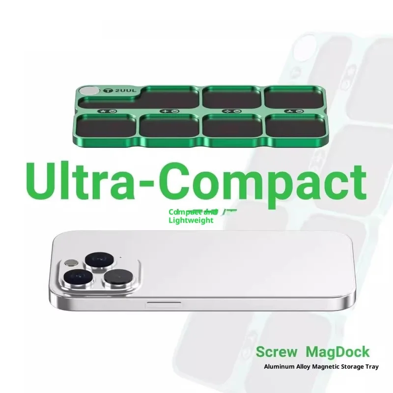 2UUL Aluminiumlegering Magnetisk Oplagringsbakke med 7 Fag til Skruer