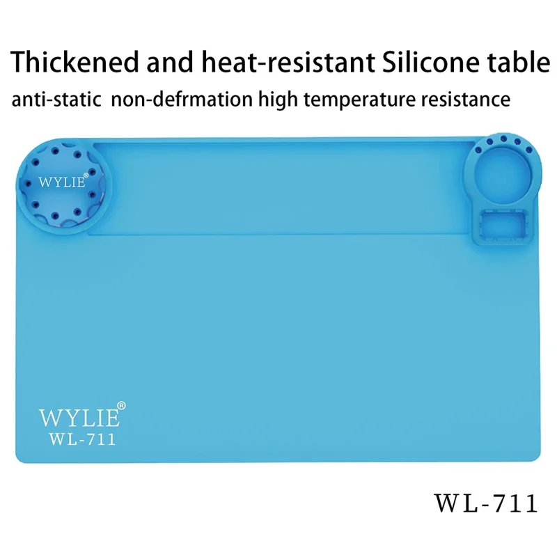 WYLIE WL-711 Heat Insulation Silicone Work Mat 450 x 280mm for Phone Screen Motherboard Repair Tools - Blue