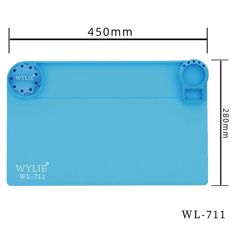 WYLIE WL-711 Heat Insulation Silicone Work Mat 450 x 280mm for Phone Screen Motherboard Repair Tools - Blue
