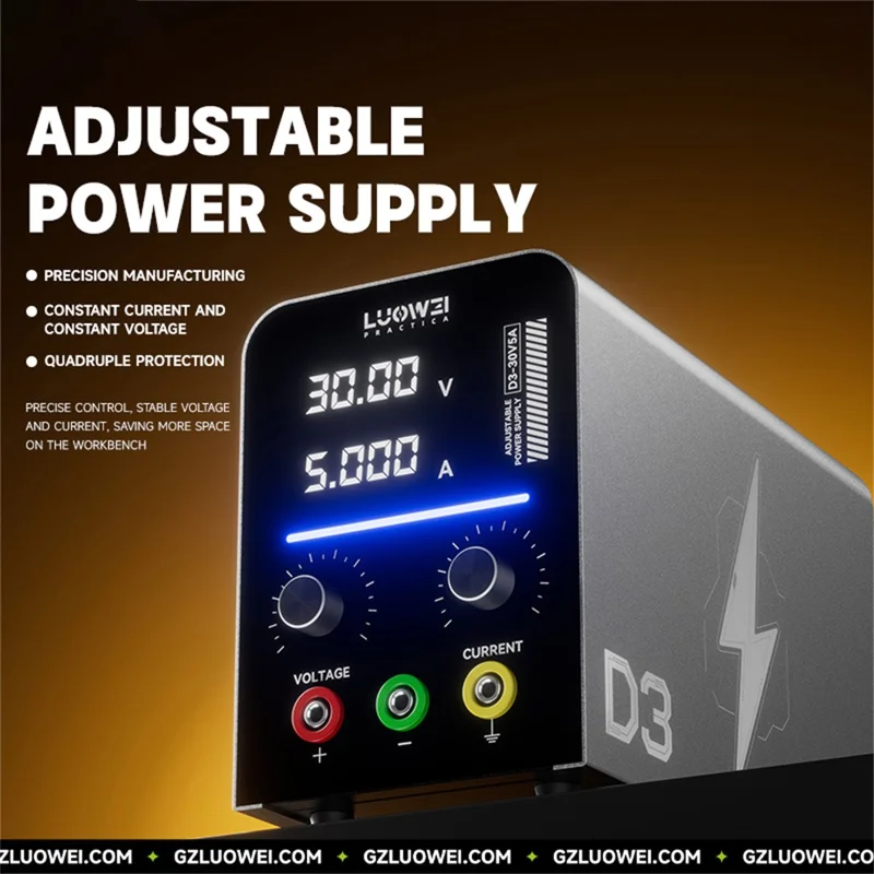 LUOWEI LW-D3-30V5A Adjustable DC Power Supply Short Circuit Detection and Repair for Motor Phone Laptop - EU Plug