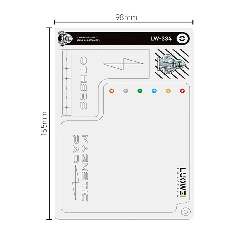 LUOWEI LW-334 Esteira Magnética para Parafusos Organizador de Parafusos de Dois Lados Almofada de Classificação de Ferramentas à Prova d'Água