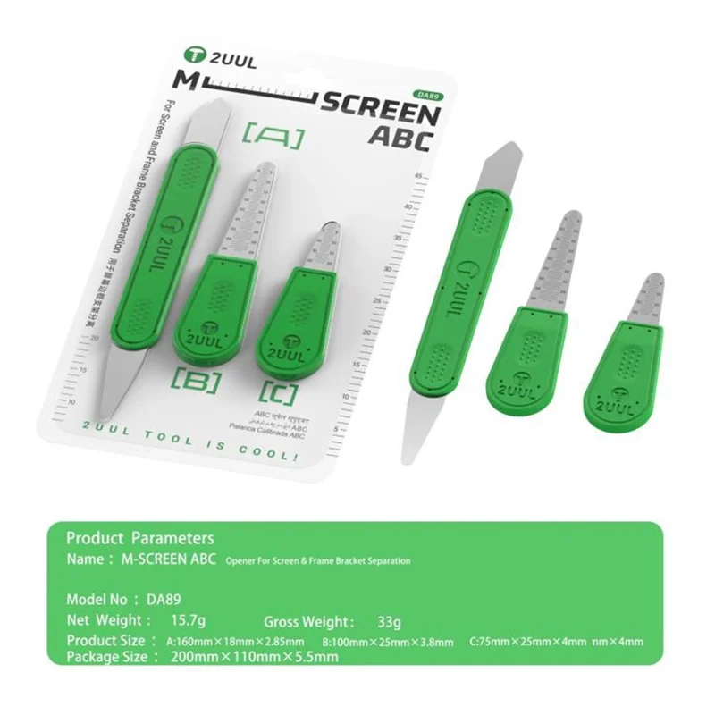 2UUL DA98 Disassembly Pry Tool Kit ABC Set Repair Opening Tools Flexible Durable Non-Slip Grip for Electronics