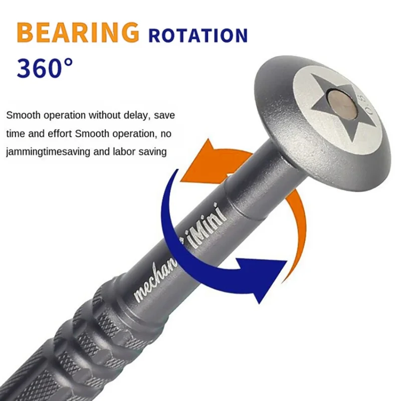 MECHANIC Mini Screwdriver for Watch / Glasses / Phone Repair Precision Tool with Magnetic Tips, Rotating Bearing - 5-Point 0.8