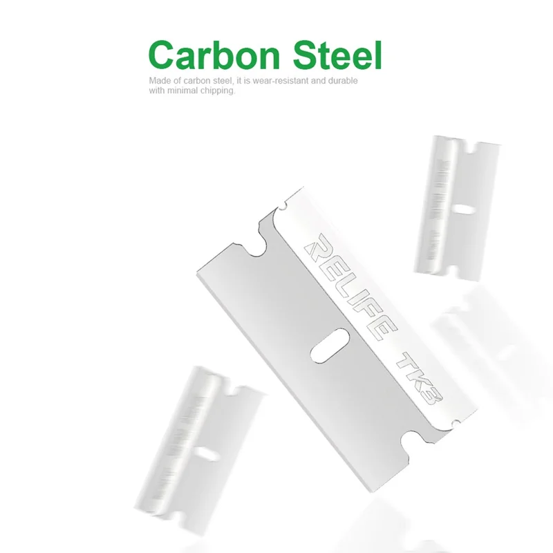 RELIFE TK3 100Pcs Mobile Phone Repair Blades Ultra-Thin Carbon Steel Cutting Tools for Screen Removal  /  Adhesive Removal